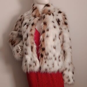 Chic Faux Fur Leopard Print Jacket